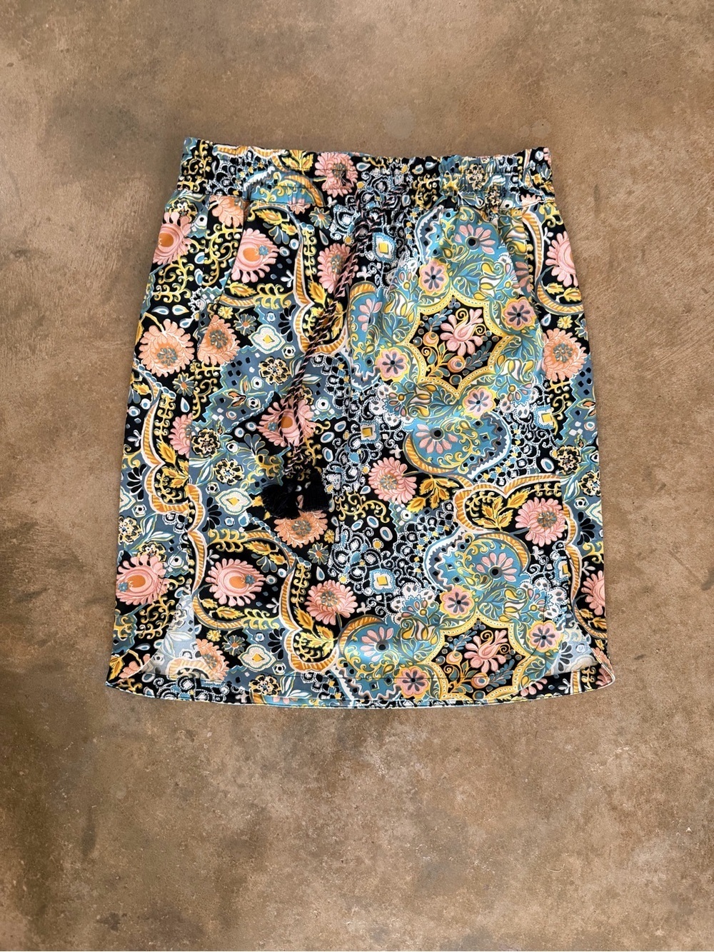 LOFT Petite Paisley Skirt XXSP (Fits XS) Boho Tassel Tie Pockets